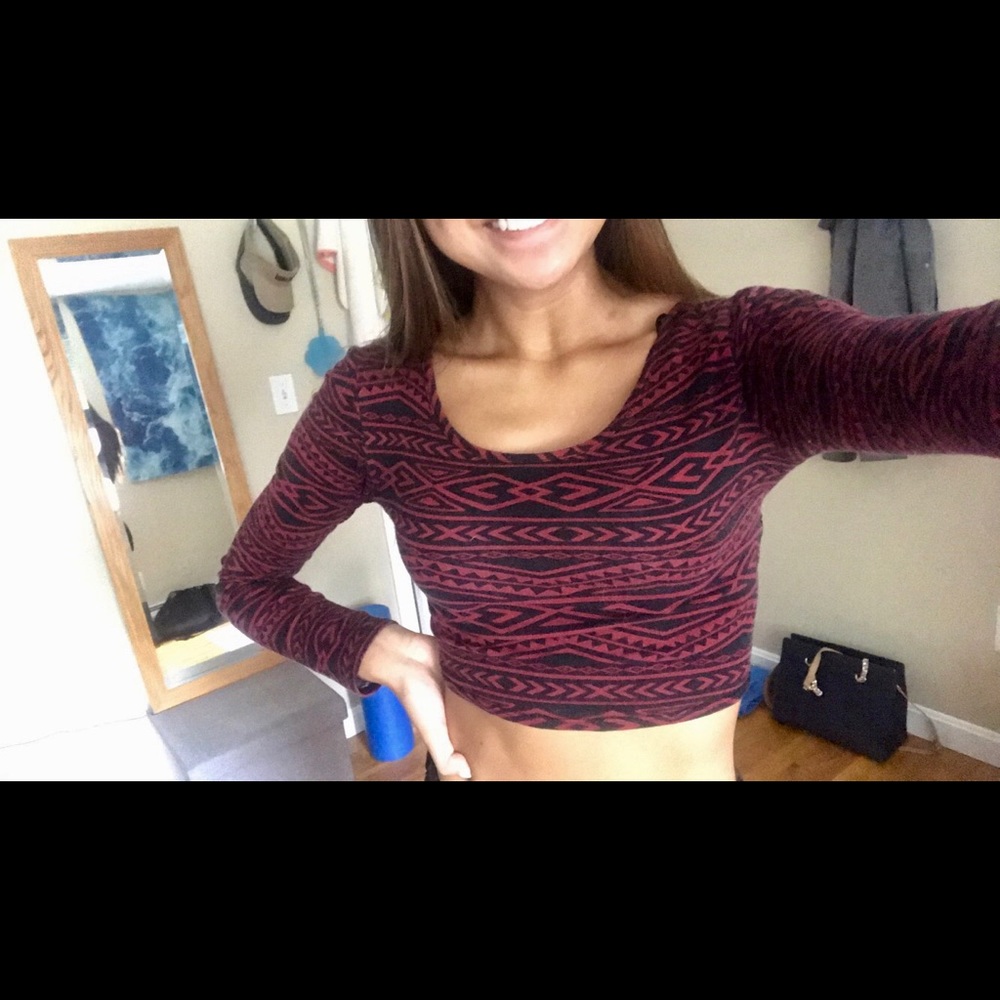 Forever 21 Aztec Long Sleeve Crop Top